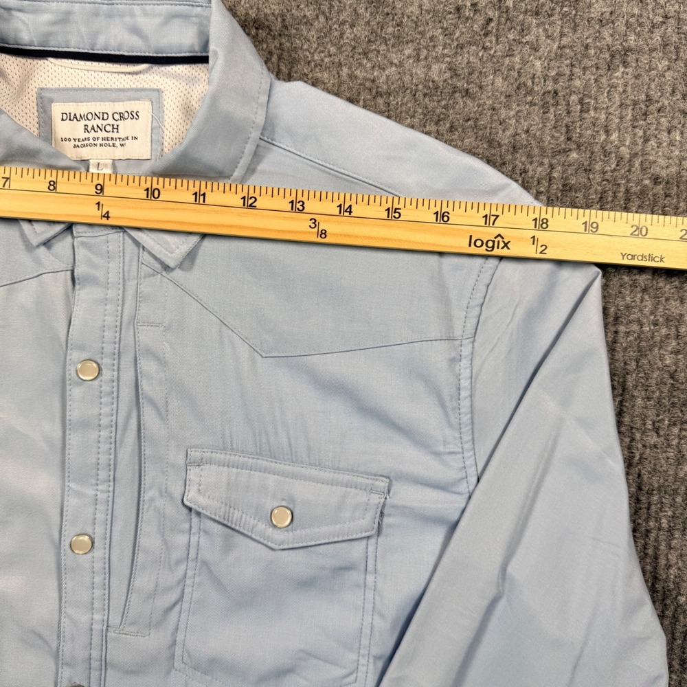 Diamond Cross Ranch Mens Western Snap Shirt Light Blue Performance Yoke Large - Picture 9 of 13